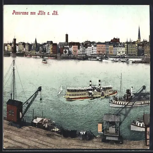 AK Köln a. Rh., Panorama mit Dampfern