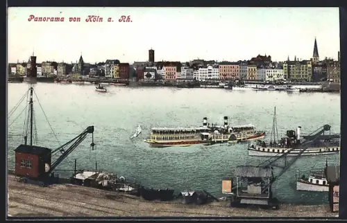 AK Köln a. Rh., Panorama mit Dampfern