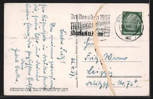 AK Dresden, Fliegeraufnahme der Satdt mit den Elbbrücken