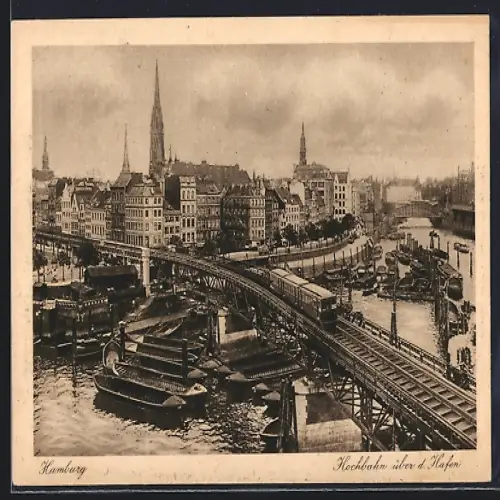 AK Hamburg, Hochbahn über d. Hafen