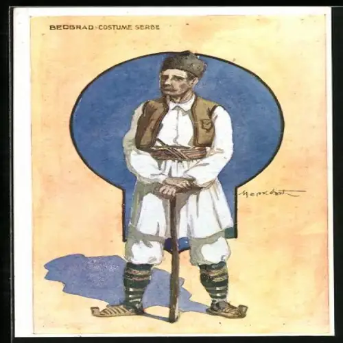 Künstler-AK Beograd, Costume Serbe