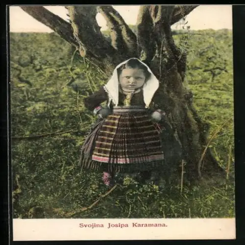 AK Kind lehnt an einem Baum, Svojina Josipa Karamana
