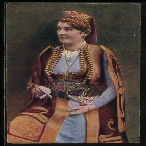 AK Frau in traditioneller Kleidung aus Bosnien und Hercegovina