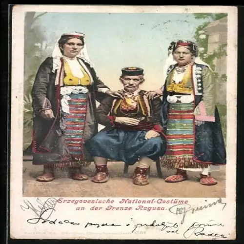 AK Erzegovesische National-Costüme an der Grenze Ragusa