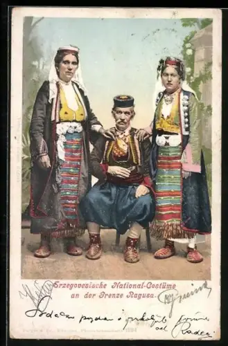 AK Erzegovesische National-Costüme an der Grenze Ragusa