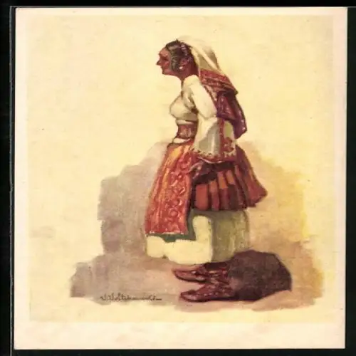 Künstler-AK Serbische Frau in Tracht