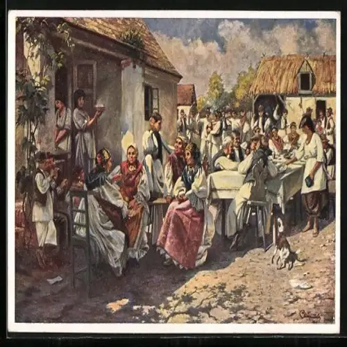 Künstler-AK Fest im Dorf
