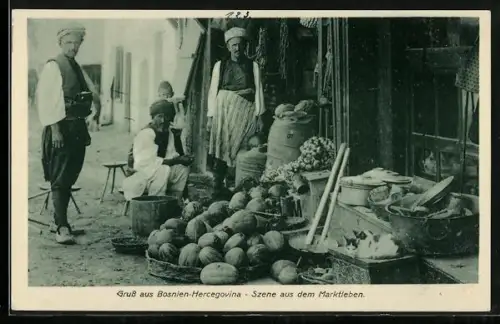 AK Bosnien-Hercegovina, Szene aus dem Marktleben
