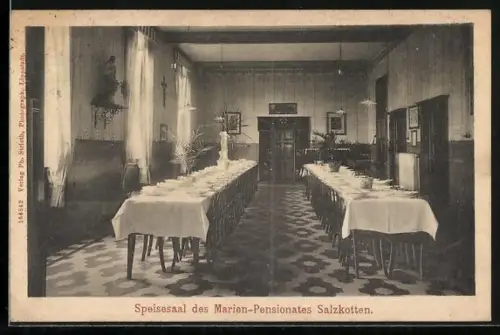 AK Salzkotten, Marien-Pensionat, Speisesaal, Innenansicht