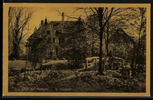 AK Merkwitz / Leipzig, Gasthof im Gutspark