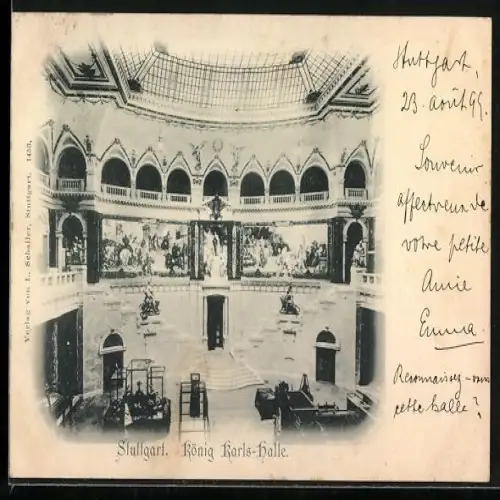AK Stuttgart, Landesgewerbemuseum, König Karls-Halle, Innenansicht