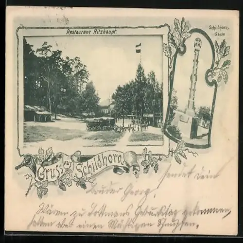 AK Berlin-Grunewald, Restaurant Ritzhaupt, Kaiser Wilhelm Gedächtnisturm