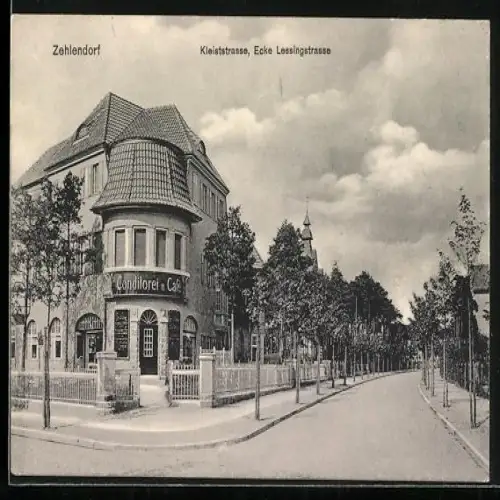 AK Berlin-Zehlendorf, Kleisterstrasse Ecke Lessingstrasse mit Conditorei & Cafe