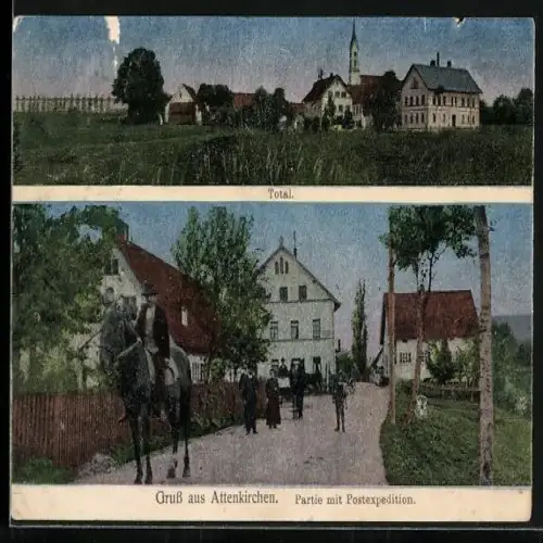 AK Attenkirchen, Totalansicht, Strassenpartie mit Postexpedition