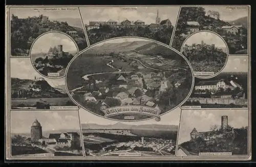 AK Saaleck / Hammelburg, Scheerenburg bei Gemünden, Trimburg, Fischgut Seewiese, Ruine Sodenberg
