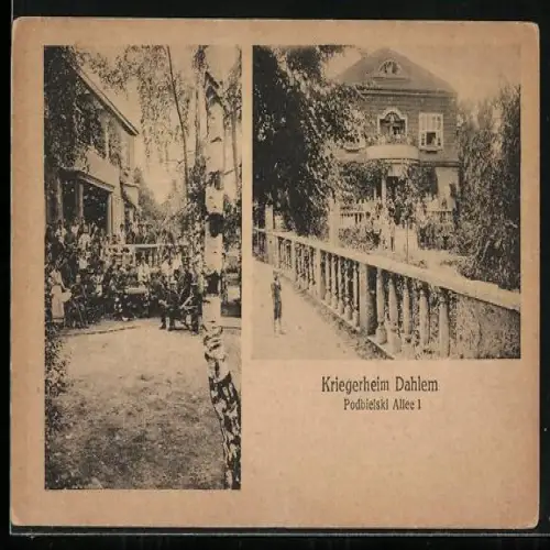 AK Dahlem, Kriegerheim, Podbielski-Allee 1, Garten
