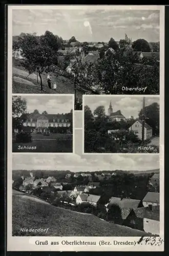 AK Oberlichtenau /Bez. Dresden, Oberdorf, Schloss, Kirche