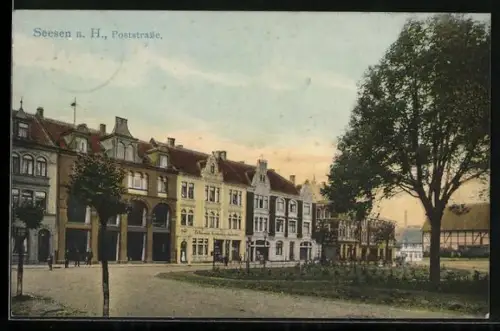 AK Seesen a. H., Poststrasse mit Buchhandlung Ed. Reinecke