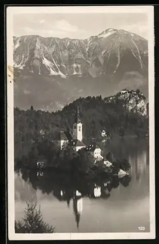 AK Letovisce Bled, Ortsansicht mit Stol aus der Vogelschau