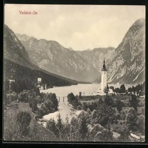 AK Wochein, Wocheiner See mit Kirche