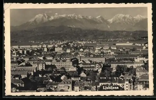 AK Ljubljana, Totalansicht mit Bergpanorama
