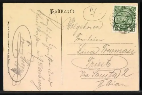 AK Marburg a. Drau, Totalansicht mit Bergblick