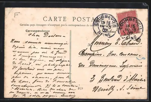 AK Bécon-les-Bruyères, Rue animée avec maison en pierre et calèche