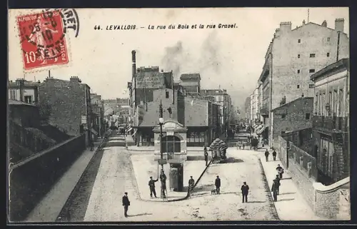 AK Levallois, La rue du Bois et la rue Gravel