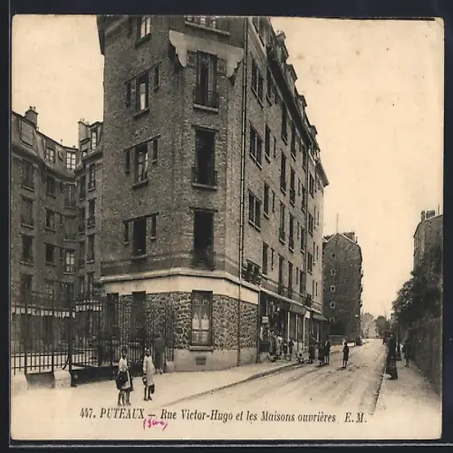 AK Puteaux, Rue Victor-Hugo et les Maisons ouvrières