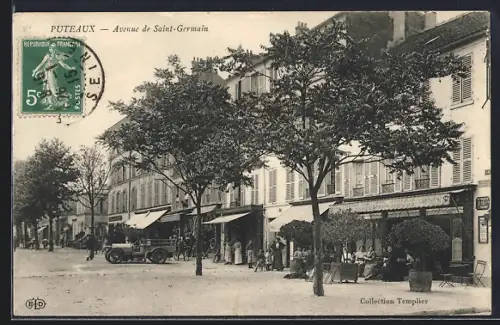 AK Puteaux, Avenue de Saint-Germain animée avec boutiques et passants