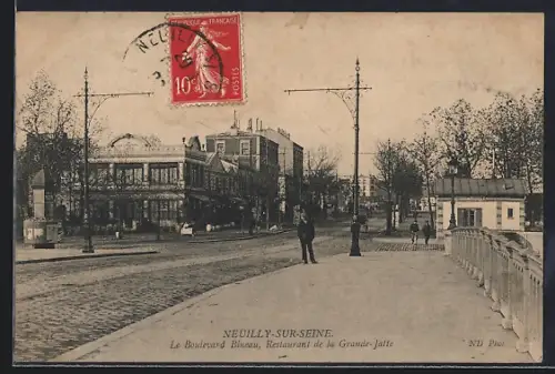 AK Neuilly-sur-Seine, Le Boulevard Bineau, Restaurant de la Grande-Jatte