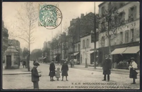 AK Boulogne-sur-Seine, Boulevard de Strasbourg vue prise de l`Avenue de la Reine
