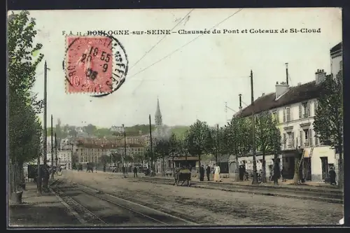 AK Boulogne-sur-Seine, Chaussée du Pont et Coteaux de St-Cloud