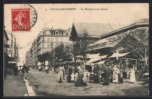 AK Levallois-Perret, Le Marché et rue Carnot