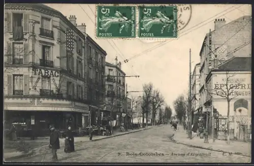 AK Bois-Colombes, Avenue d`Argenteuil avec commerces et passants