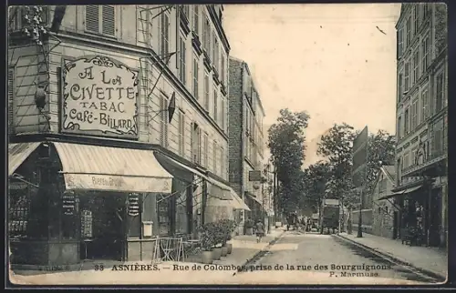 AK Asnières, Rue de Colombes prise de la rue des Bourguignons