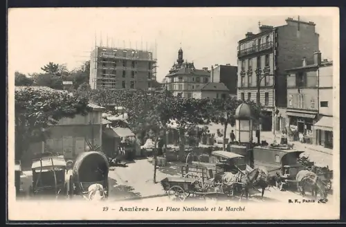 AK Asnières, La Place Nationale et le Marché