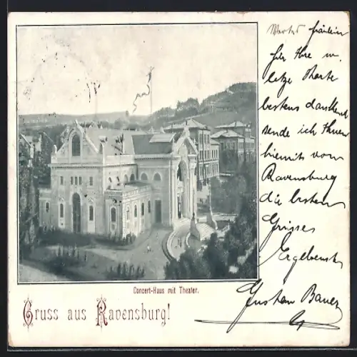 AK Ravensburg / Württ., Konzert-Haus mit Theater