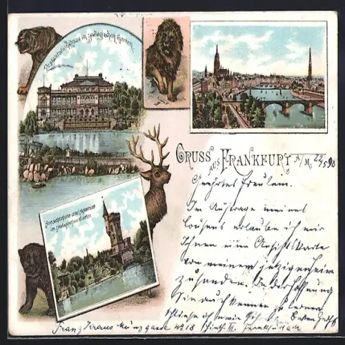 Lithographie Frankfurt-Ostend, Restaurant im zoologischen Garten