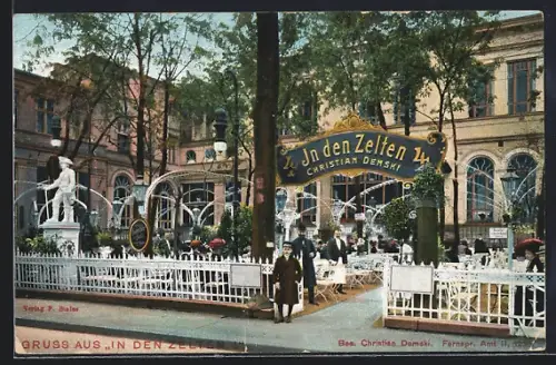AK Berlin-Tiergarten, Gartenrestaurant In den Zelten, Bes. Christian Demski