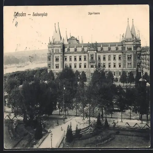 AK Dresden, Sachsenplatz, Jäger-Kaserne
