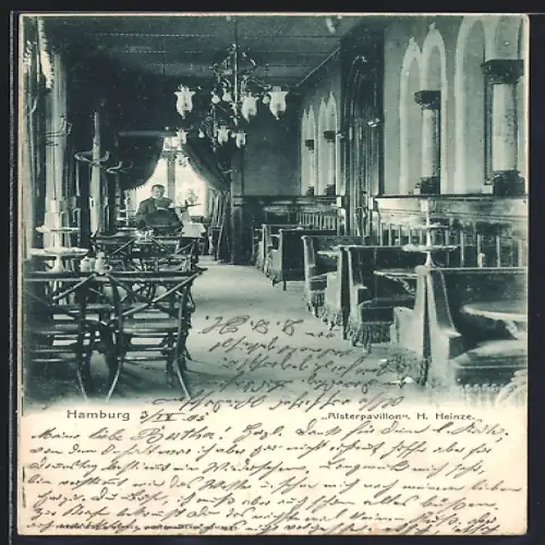 AK Hamburg-Neustadt, Restaurant Alsterpavillon H. Heinze, Innenansicht