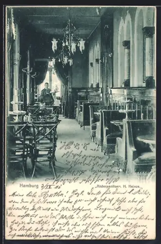 AK Hamburg-Neustadt, Restaurant Alsterpavillon H. Heinze, Innenansicht