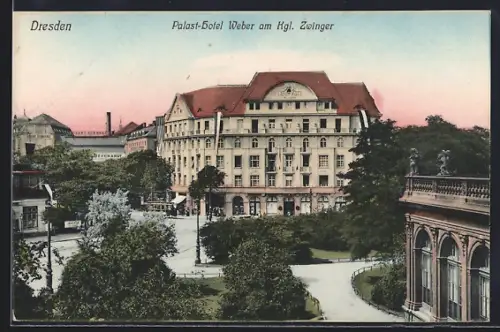 AK Dresden, Palast-Hotel Weber am Kgl. Zwinger
