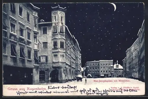 AK Rosenheim / Bayern, Max-Josefsplatz mit Mitteltor