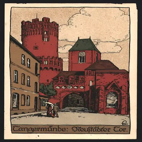 Steindruck-AK Tangermünde, Neustädter Tor