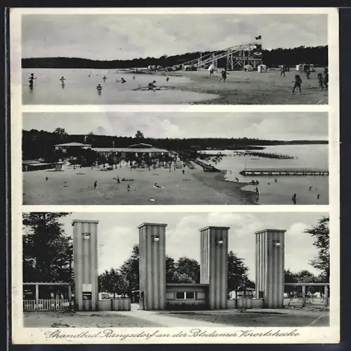 AK Rangsdorf, Strandbad an der Potsdamer Vorortstrecke, Papestrasse, 