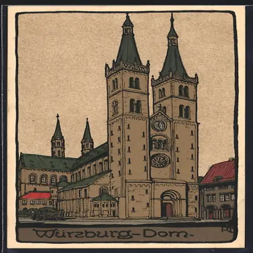 Steindruck-AK Würzburg, Dom