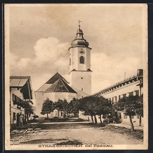 AK Strasskirchen bei Passau, Kirche, Dorfstrasse