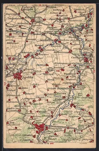 AK Apolda, Landkarte der Umgebung